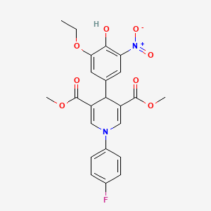 molecular formula C23H21FN2O8 B3527781 dimethyl 4-(3-ethoxy-4-hydroxy-5-nitrophenyl)-1-(4-fluorophenyl)-1,4-dihydro-3,5-pyridinedicarboxylate 
