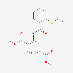 molecular formula C19H19NO5S B3527928 DIMETHYL 2-{[2-(ETHYLSULFANYL)BENZOYL]AMINO}TEREPHTHALATE 