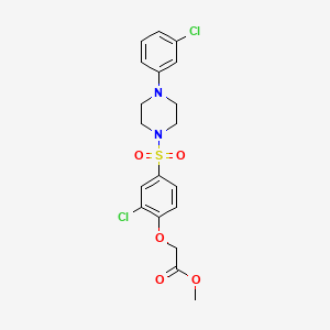 molecular formula C19H20Cl2N2O5S B3527943 Methyl 2-[2-chloro-4-[4-(3-chlorophenyl)piperazin-1-yl]sulfonylphenoxy]acetate 