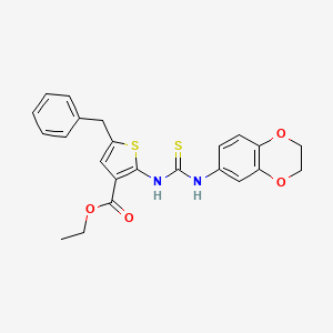 molecular formula C23H22N2O4S2 B3528074 ethyl 5-benzyl-2-{[(2,3-dihydro-1,4-benzodioxin-6-ylamino)carbonothioyl]amino}-3-thiophenecarboxylate 