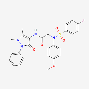 molecular formula C26H25FN4O5S B3528104 N-(1,5-dimethyl-3-oxo-2-phenyl-2,3-dihydro-1H-pyrazol-4-yl)-N~2~-[(4-fluorophenyl)sulfonyl]-N~2~-(4-methoxyphenyl)glycinamide 