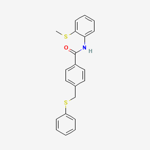 molecular formula C21H19NOS2 B3528312 N-[2-(methylthio)phenyl]-4-[(phenylthio)methyl]benzamide 