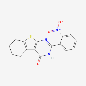 molecular formula C16H13N3O3S B3528352 5-(2-NITROPHENYL)-8-THIA-4,6-DIAZATRICYCLO[7.4.0.0(2),?]TRIDECA-1(9),2(7),5-TRIEN-3-ONE 