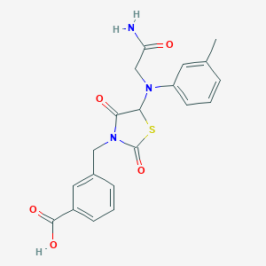 3-({5-[(2-Amino-2-oxoethyl)(3-methylphenyl)amino]-2,4-dioxo-1,3-thiazolidin-3-yl}methyl)benzoic acid
