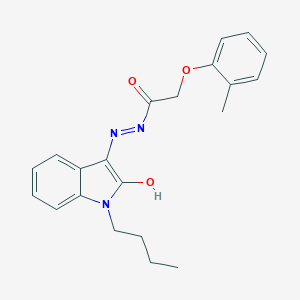molecular formula C21H23N3O3 B352858 N'-[(3Z)-1-butyl-2-oxo-1,2-dihydro-3H-indol-3-ylidene]-2-(2-methylphenoxy)acetohydrazide CAS No. 328568-97-4