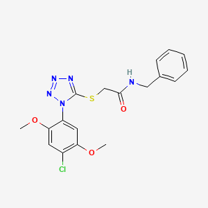 molecular formula C18H18ClN5O3S B3528648 N-BENZYL-2-{[1-(4-CHLORO-2,5-DIMETHOXYPHENYL)-1H-1,2,3,4-TETRAZOL-5-YL]SULFANYL}ACETAMIDE 