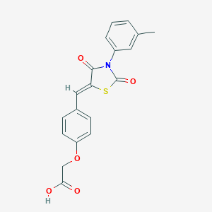 2-[4-[(Z)-[3-(3-methylphenyl)-2,4-dioxo-1,3-thiazolidin-5-ylidene]methyl]phenoxy]acetic Acid