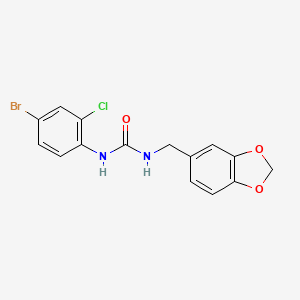 molecular formula C15H12BrClN2O3 B3528665 1-(1,3-Benzodioxol-5-ylmethyl)-3-(4-bromo-2-chlorophenyl)urea 