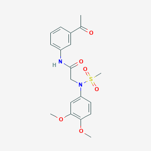 molecular formula C19H22N2O6S B3528777 N-(3-acetylphenyl)-2-(3,4-dimethoxy-N-methylsulfonylanilino)acetamide 
