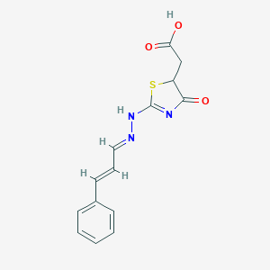 2-((E)-4-oxo-2-((E)-((E)-3-phenylallylidene)hydrazono)thiazolidin-5-yl)acetic acid