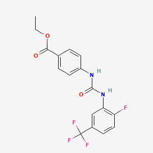 molecular formula C17H14F4N2O3 B3528933 ETHYL 4-({[2-FLUORO-5-(TRIFLUOROMETHYL)ANILINO]CARBONYL}AMINO)BENZOATE 