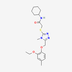 molecular formula C21H30N4O3S B3529108 N-cyclohexyl-2-({5-[(2-ethoxy-4-methylphenoxy)methyl]-4-methyl-4H-1,2,4-triazol-3-yl}sulfanyl)acetamide 