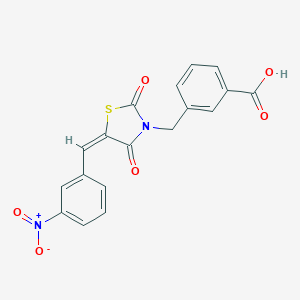 molecular formula C18H12N2O6S B352911 3-[(5-{3-硝基亚苄基}-2,4-二氧代-1,3-噻唑烷-3-基)甲基]苯甲酸 CAS No. 488103-71-5