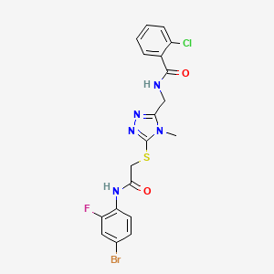 molecular formula C19H16BrClFN5O2S B3529136 N-{[5-({2-[(4-bromo-2-fluorophenyl)amino]-2-oxoethyl}sulfanyl)-4-methyl-4H-1,2,4-triazol-3-yl]methyl}-2-chlorobenzamide 