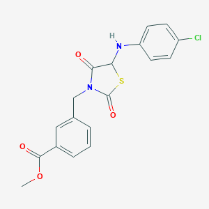 molecular formula C18H15ClN2O4S B352921 Methyl 3-({5-[(4-chlorophenyl)amino]-2,4-dioxo-1,3-thiazolidin-3-yl}methyl)benzoate CAS No. 1008003-67-5