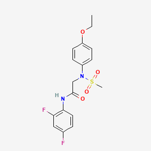 molecular formula C17H18F2N2O4S B3529213 N-(2,4-difluorophenyl)-2-(4-ethoxy-N-methylsulfonylanilino)acetamide 