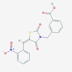 molecular formula C18H12N2O6S B352922 3-[(5-{2-Nitrobenzylidene}-2,4-dioxo-1,3-thiazolidin-3-yl)methyl]benzoic acid CAS No. 497082-22-1