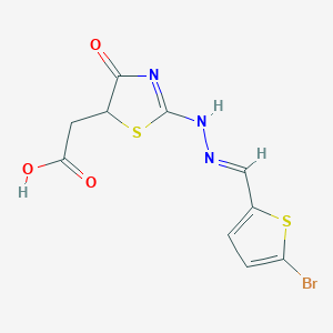 2-(2-{2-[(5-Bromothiophen-2-yl)methylidene]hydrazin-1-ylidene}-4-oxo-1,3-thiazolidin-5-yl)acetic acid