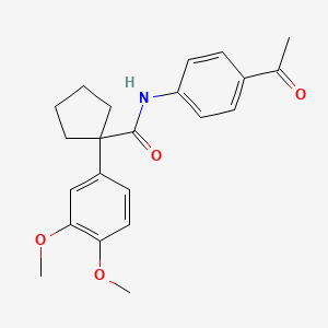 molecular formula C22H25NO4 B3529336 N-(4-acetylphenyl)-1-(3,4-dimethoxyphenyl)cyclopentane-1-carboxamide 