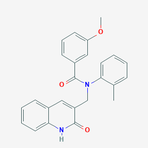 molecular formula C25H22N2O3 B352943 3-methoxy-N-(2-methylphenyl)-N-[(2-oxo-1H-quinolin-3-yl)methyl]benzamide CAS No. 500197-04-6