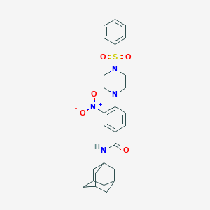 N-(1-adamantyl)-4-[4-(benzenesulfonyl)piperazin-1-yl]-3-nitrobenzamide