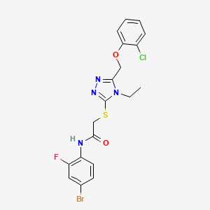 molecular formula C19H17BrClFN4O2S B3529612 N-(4-bromo-2-fluorophenyl)-2-({5-[(2-chlorophenoxy)methyl]-4-ethyl-4H-1,2,4-triazol-3-yl}sulfanyl)acetamide 