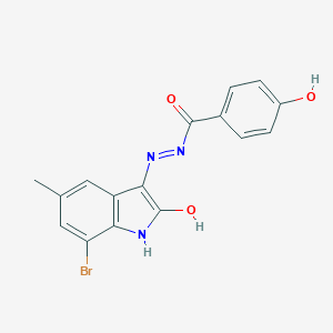 molecular formula C16H12BrN3O3 B352969 N'-[(3Z)-7-bromo-5-methyl-2-oxo-1,2-dihydro-3H-indol-3-ylidene]-4-hydroxybenzohydrazide 