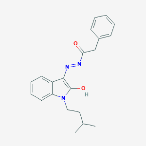 molecular formula C21H23N3O2 B352971 N'-(1-isopentyl-2-oxo-1,2-dihydro-3H-indol-3-ylidene)-2-phenylacetohydrazide 