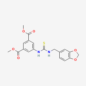 molecular formula C19H18N2O6S B3529809 DIMETHYL 5-({[(1,3-BENZODIOXOL-5-YLMETHYL)AMINO]CARBOTHIOYL}AMINO)ISOPHTHALATE 