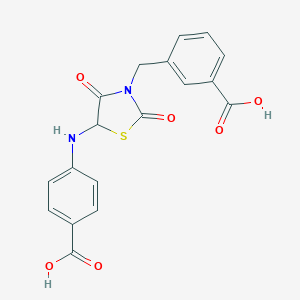 molecular formula C18H14N2O6S B353018 3-((5-((4-Carboxyphenyl)amino)-2,4-dioxothiazolidin-3-yl)methyl)benzoic acid CAS No. 1008682-56-1