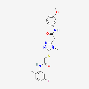 molecular formula C21H22FN5O3S B3530216 2-[5-({2-[(5-fluoro-2-methylphenyl)amino]-2-oxoethyl}sulfanyl)-4-methyl-4H-1,2,4-triazol-3-yl]-N-(3-methoxyphenyl)acetamide 
