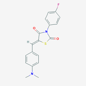molecular formula C18H15FN2O2S B353023 (Z)-5-(4-(二甲氨基)苄叉)-3-(4-氟苯基)噻唑烷-2,4-二酮 CAS No. 879972-87-9