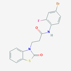 molecular formula C16H12BrFN2O2S B353064 N-(4-bromo-2-fluorophenyl)-3-(2-oxo-1,3-benzothiazol-3(2H)-yl)propanamide CAS No. 862827-90-5