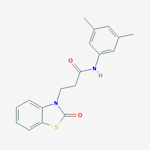 molecular formula C18H18N2O2S B353068 N-(3,5-dimethylphenyl)-3-(2-oxo-1,3-benzothiazol-3(2H)-yl)propanamide CAS No. 852046-19-6