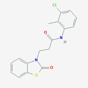 molecular formula C17H15ClN2O2S B353069 N-(3-chloro-2-methylphenyl)-3-(2-oxo-1,3-benzothiazol-3(2H)-yl)propanamide CAS No. 852046-22-1