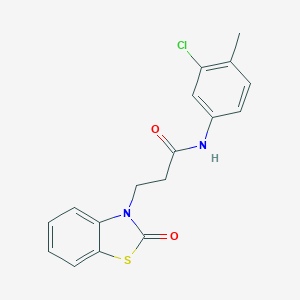 molecular formula C17H15ClN2O2S B353070 N-(3-chloro-4-methylphenyl)-3-(2-oxo-1,3-benzothiazol-3(2H)-yl)propanamide CAS No. 852046-23-2