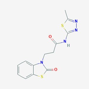 molecular formula C13H12N4O2S2 B353074 N-(5-methyl-1,3,4-thiadiazol-2-yl)-3-(2-oxo-1,3-benzothiazol-3(2H)-yl)propanamide CAS No. 852046-36-7
