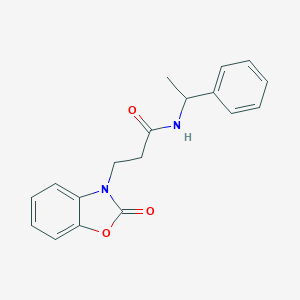 molecular formula C18H18N2O3 B353077 3-(2-oxo-1,3-benzoxazol-3(2H)-yl)-N-(1-phenylethyl)propanamide CAS No. 851988-90-4