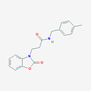 molecular formula C18H18N2O3 B353080 N-(4-methylbenzyl)-3-(2-oxo-1,3-benzoxazol-3(2H)-yl)propanamide CAS No. 851988-89-1