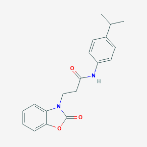 molecular formula C19H20N2O3 B353081 3-(2-oxo-1,3-benzoxazol-3-yl)-N-(4-propan-2-ylphenyl)propanamide CAS No. 851989-11-2