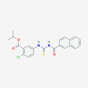 molecular formula C22H19ClN2O3S B3530814 ISOPROPYL 2-CHLORO-5-({[(2-NAPHTHYLCARBONYL)AMINO]CARBOTHIOYL}AMINO)BENZOATE 