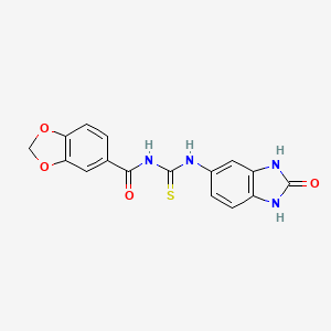 molecular formula C16H12N4O4S B3530830 N-[(2-oxo-2,3-dihydro-1H-benzimidazol-5-yl)carbamothioyl]-1,3-benzodioxole-5-carboxamide 