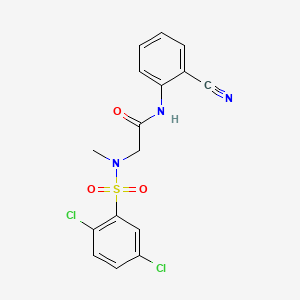 molecular formula C16H13Cl2N3O3S B3530937 N-(2-cyanophenyl)-2-[(2,5-dichlorophenyl)sulfonyl-methylamino]acetamide 