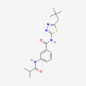 molecular formula C18H24N4O2S B3531002 N-[5-(2,2-DIMETHYLPROPYL)-1,3,4-THIADIAZOL-2-YL]-3-(2-METHYLPROPANAMIDO)BENZAMIDE 