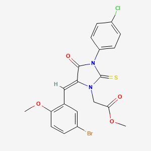 molecular formula C20H16BrClN2O4S B3531030 methyl 2-[(5Z)-5-[(5-bromo-2-methoxyphenyl)methylidene]-3-(4-chlorophenyl)-4-oxo-2-sulfanylideneimidazolidin-1-yl]acetate 