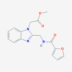molecular formula C16H15N3O4 B353126 Methyl 2-{2-[(2-furylcarbonylamino)methyl]benzimidazolyl}acetate CAS No. 920117-27-7