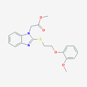 molecular formula C19H20N2O4S B353129 Methyl 2-{2-[2-(2-methoxyphenoxy)ethylthio]benzimidazolyl}acetate CAS No. 919975-54-5