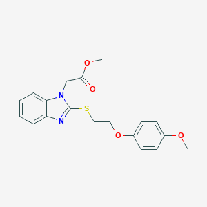 molecular formula C19H20N2O4S B353136 Methyl 2-{2-[2-(4-methoxyphenoxy)ethylthio]benzimidazolyl}acetate CAS No. 920117-16-4