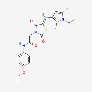 molecular formula C22H25N3O4S B3531402 N-(4-ethoxyphenyl)-2-[(5Z)-5-[(1-ethyl-2,5-dimethylpyrrol-3-yl)methylidene]-2,4-dioxo-1,3-thiazolidin-3-yl]acetamide 