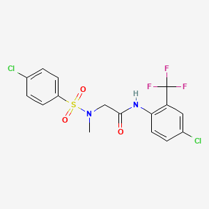 molecular formula C16H13Cl2F3N2O3S B3531596 N~2~-[(4-chlorophenyl)sulfonyl]-N-[4-chloro-2-(trifluoromethyl)phenyl]-N~2~-methylglycinamide 
